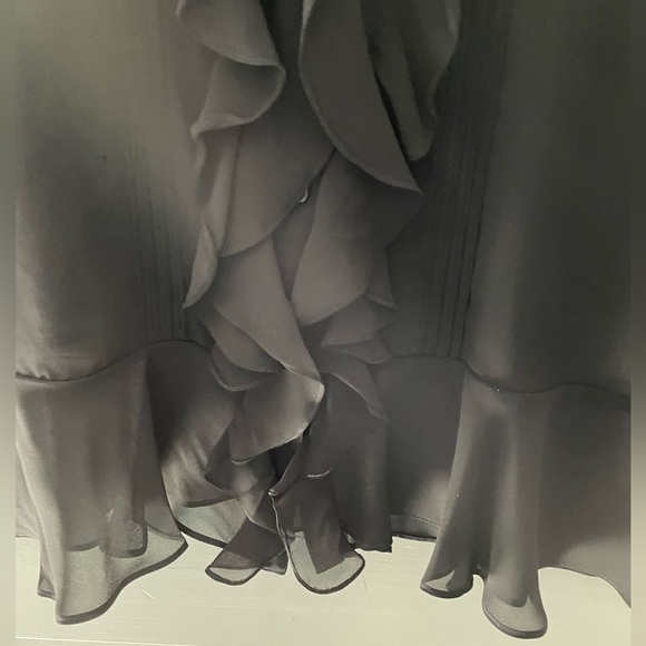 American Living see through black ruffled blouse - Picture 3 of 5